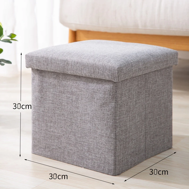 1pc Foldable Fabric Storage Stool Multifunctional Home Life Storage Box Shoe Stool Toy Storage Organizer Box Home Organization 6