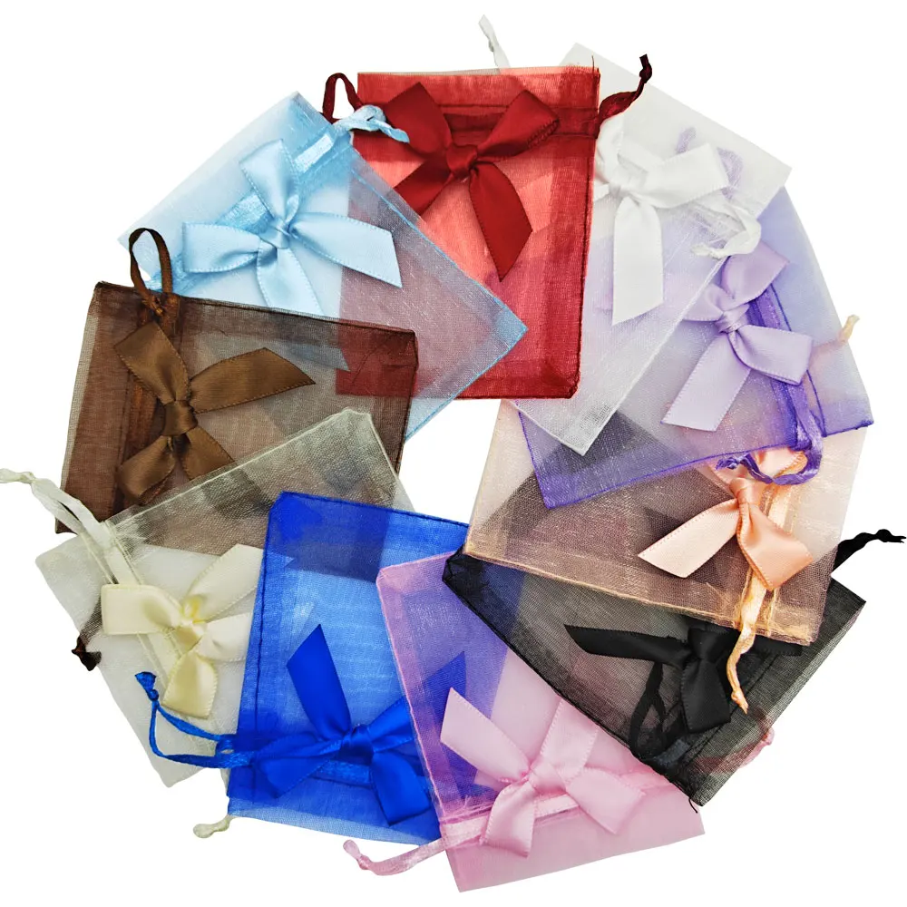10/20 Stück Schmuckbeutel mit Schleife, Organza-Geschenkbeutel, 9 x 12, 10 x 15, Hochzeit, Schmuck, Süßigkeiten, Kordelzug, Verpackungsbeutel, Geschenktüte – Detail 7