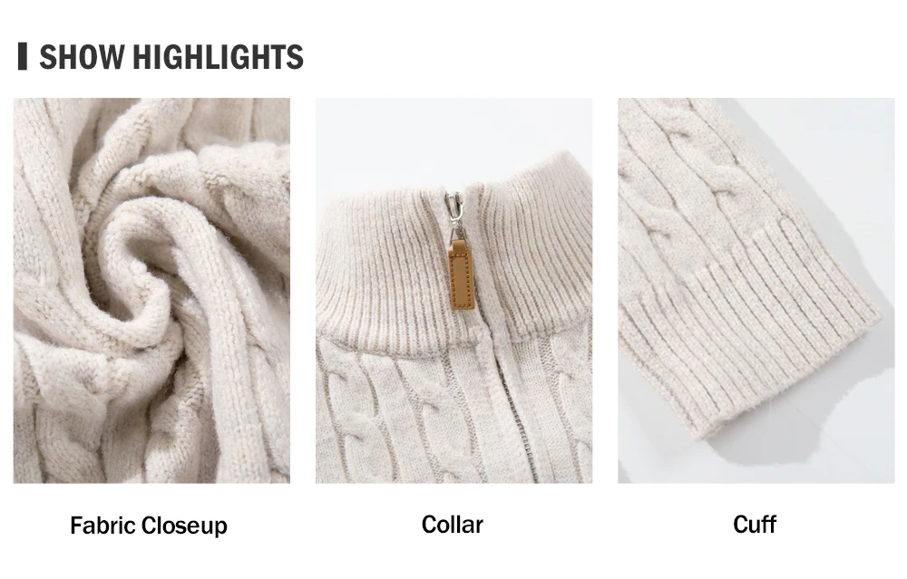Retro Stand Collar Half Zipper Sweater Mens Solid Color Autumn Winter Casual Knitted Long Sleeve Loose Pullover Man