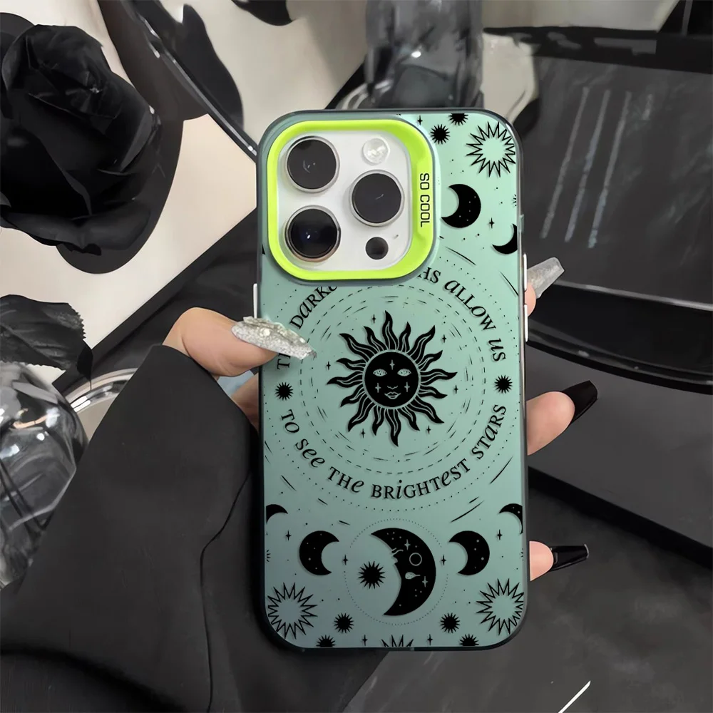 Luxury Retro Moon Sun God Matte Phone Case Cover