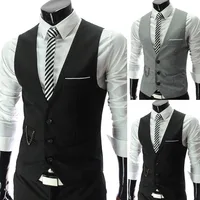 Mens Classic Business Vest with Pocket Regular Fit Solid Color Waistcoat for Wedding Summer Groomsmen Vest 1