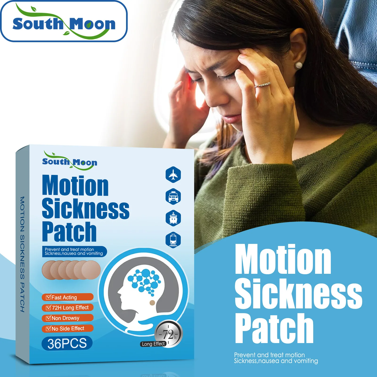36 PCS Motion Sickness Patches Bands Relief of Nausea Carsick and