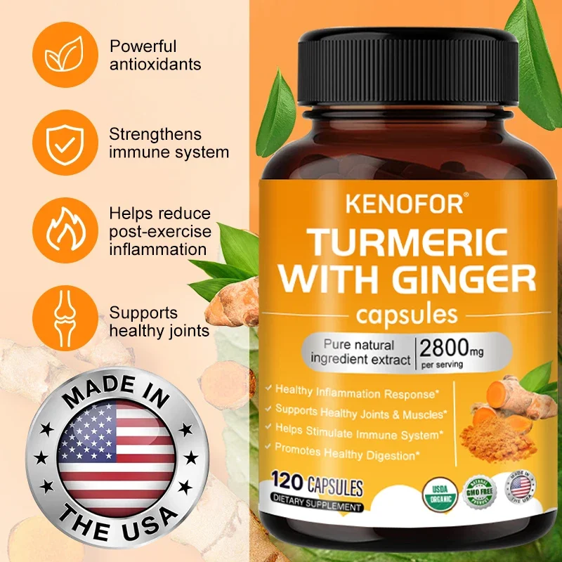 Turmeric & Ginger 2800 Mg Glucosamine Chondroitin MSM Natural Joint Support Supplement Antioxidant Anti-Inflammatory