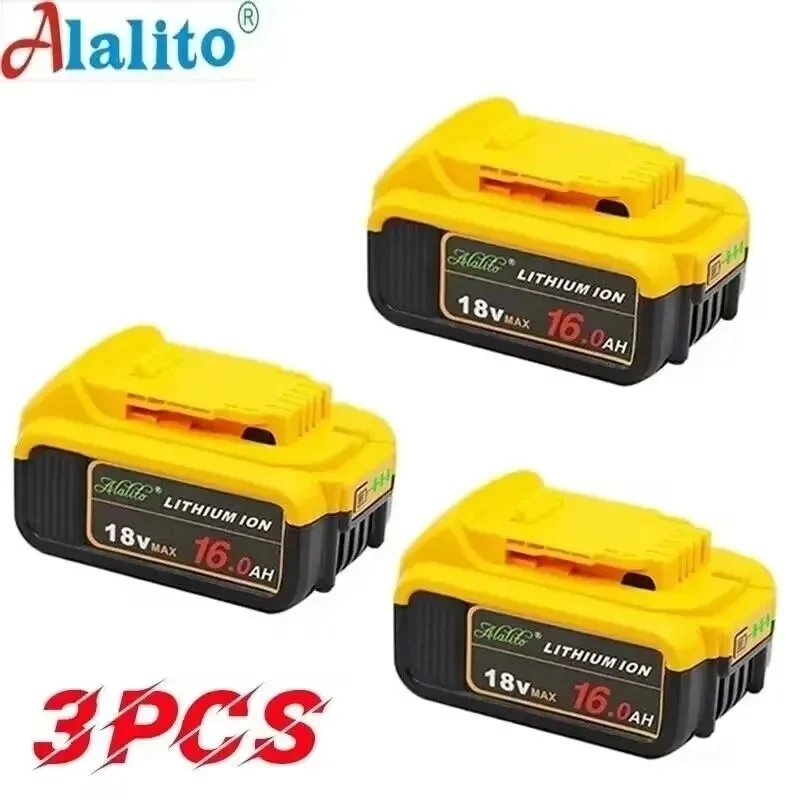Sostituzione Dell'Utensile Elettrico Della Batteria 3Pcs Alto 18 V 16.0Ah Max Per Batteria Dewalt Dcb184 Dcb181 Dcb182 Dcb200 20V 8A 18Volt 18 V