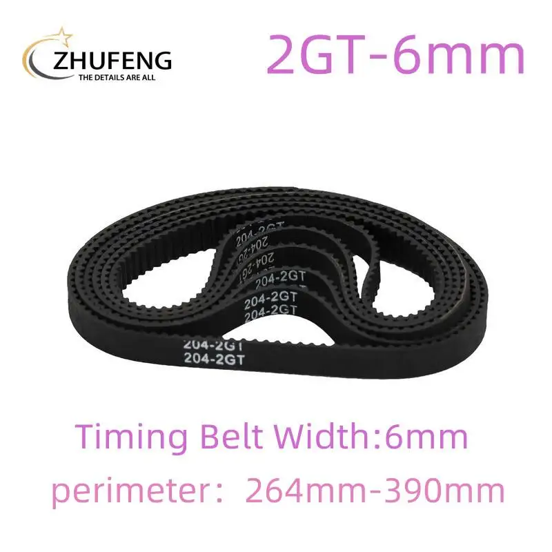 3D 프린터용 GT2 폐쇄형 타이밍 벨트, 6mm 루프 고무, 2GT 264, 280, 284, 288, 300,310, 320, 330, 340,350,360,370,390mm 길이