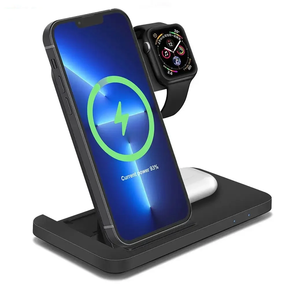 

Беспроводное зарядное устройство 3 в 1 для iPhone 14 13 12 11 XS XR X 8 iWatch 8 SE Airpods Pro Apple Watch