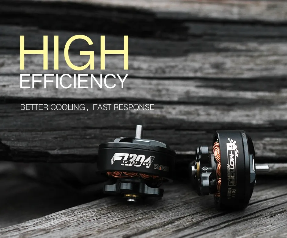 Vue latérale du moteur sans balais ultraléger T-MOTOR F1204 pour drone FPV de course