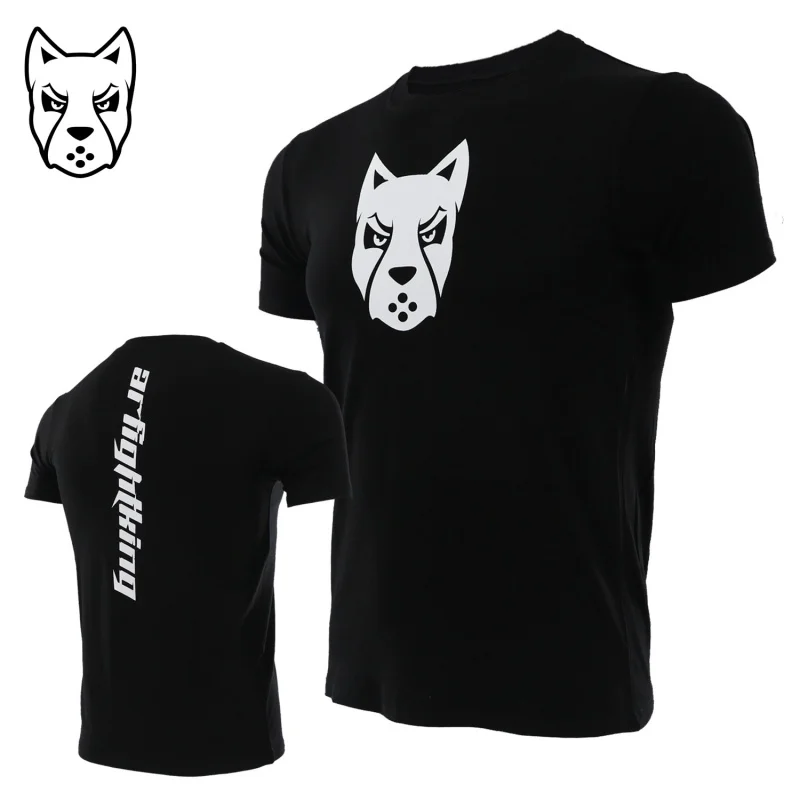 

MMA Dog Boxing leisure time T Shirt Summer Men Cotton Short Sleeve T-shirts Winning Boxing Man run Tops Tee