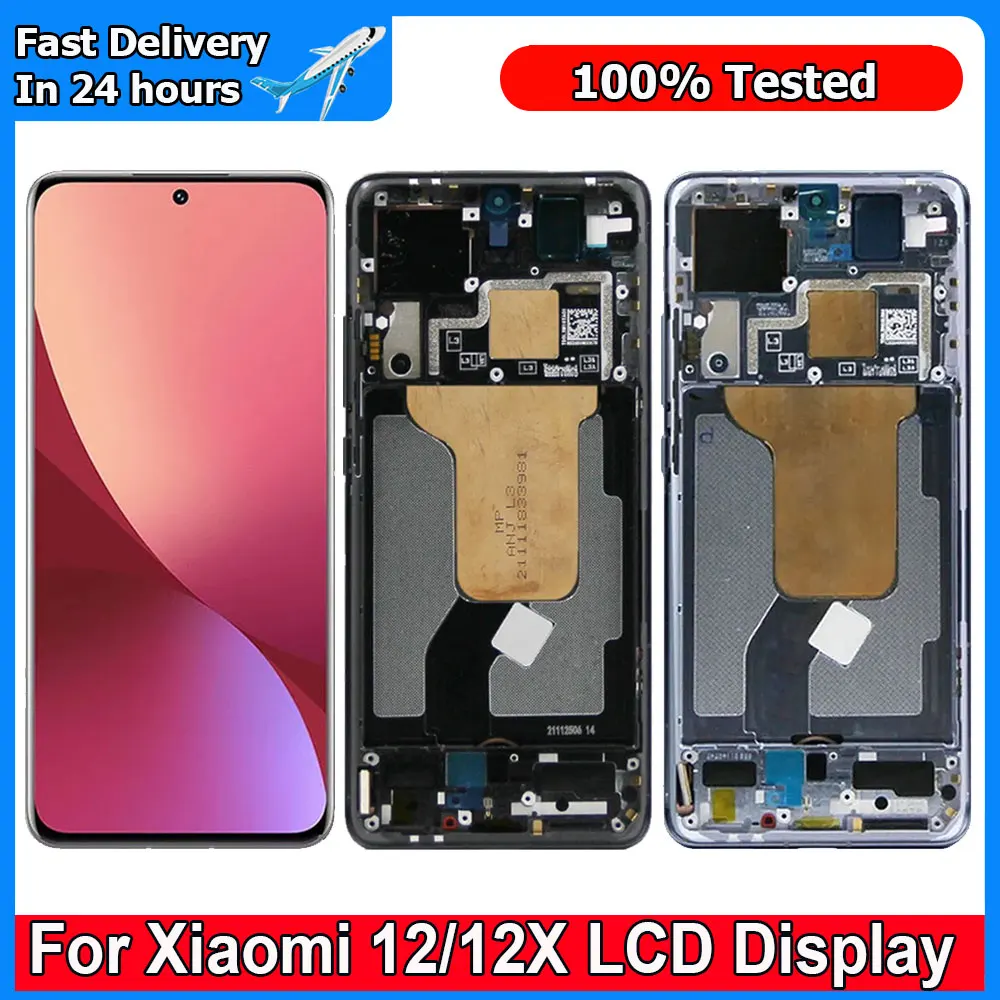 

AMOLED 6.28"For Xiaomi Mi 12 2201123G LCD Display Touch Screen Digitizer For Xiaomi 12X 2112123AC Screen Replacement with frame