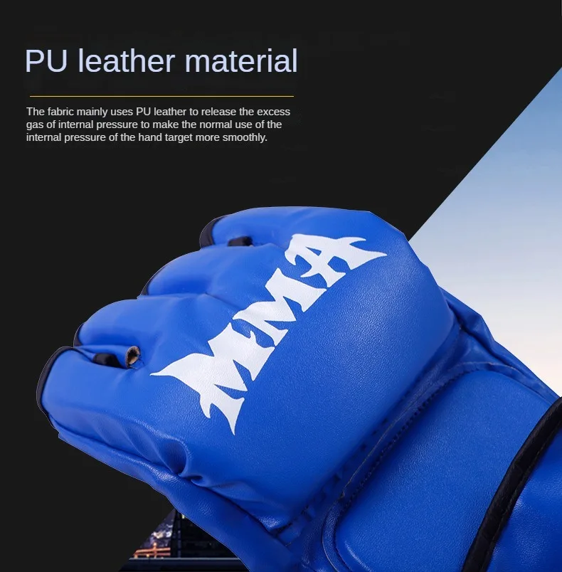 Gants Sanda UFC demi-doigts pour adultes et enfants, gants d'entraînement au combat Muay Thai MMA bo_voghion.com