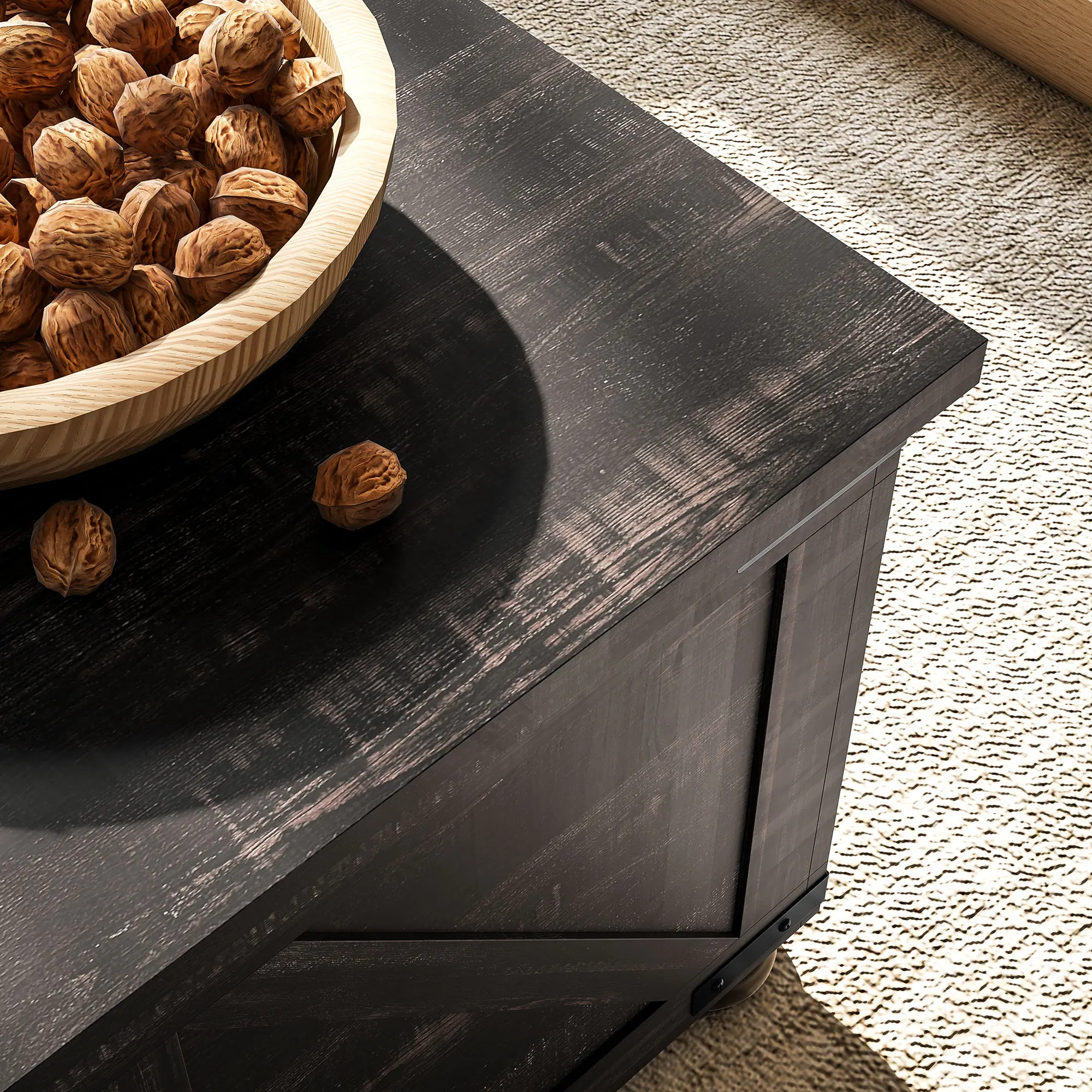 Coffee Table with Flip Top Hidden Storage, Square Center Table Distressed Brown 6