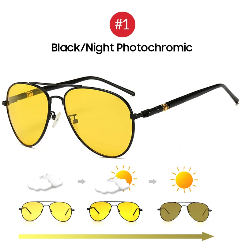  - VIVIBEE Color Change Sunglasses Men Pilot Driving Photochromic Yellow Polarized Women Sun Glasses Aviation Day and Night Vision