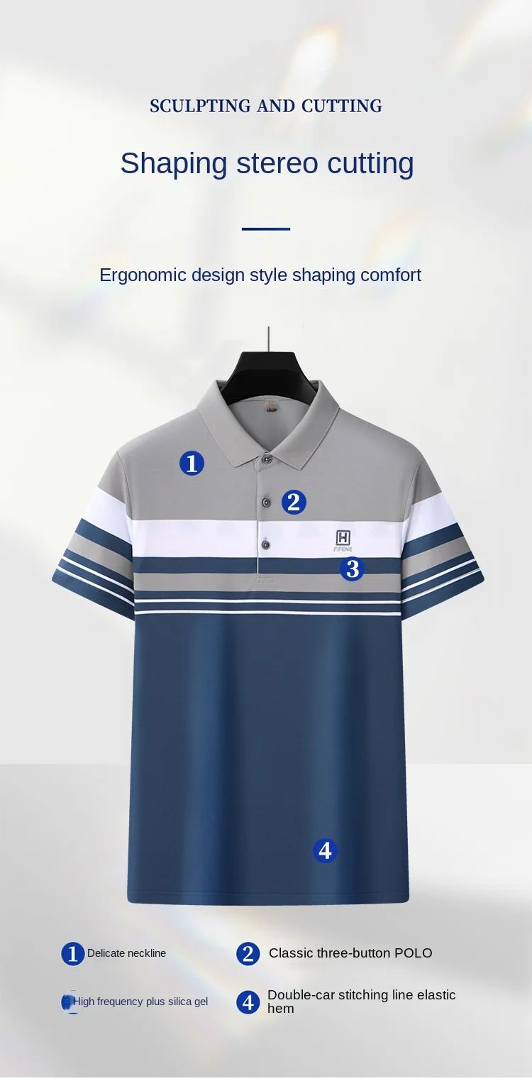 Description Picture 6 of item2024 summer fashion high-end polo shirt men's short-sleeved T-shirt lapel slim fit business casual business wear top