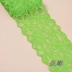 Vibrant Elastic Floral Lace Ribbon - 8cm Wide, Multi - Color Options for DIY Apparel and Sewing (Light green)