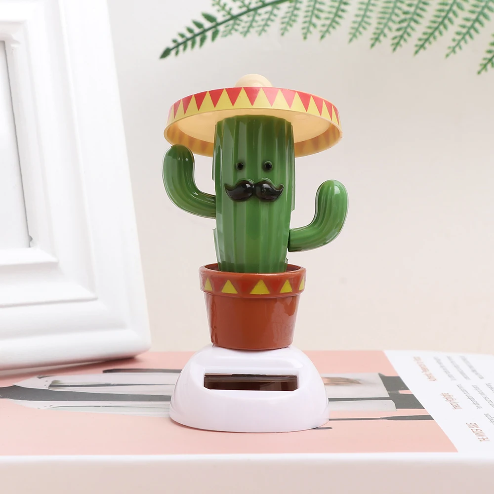Creative Cute Solar Cactus Swing Dancing Toys Cartoon Flip Flap Toy Shaking Moving Home Car Desk Decor Ornament Gift 1pcs