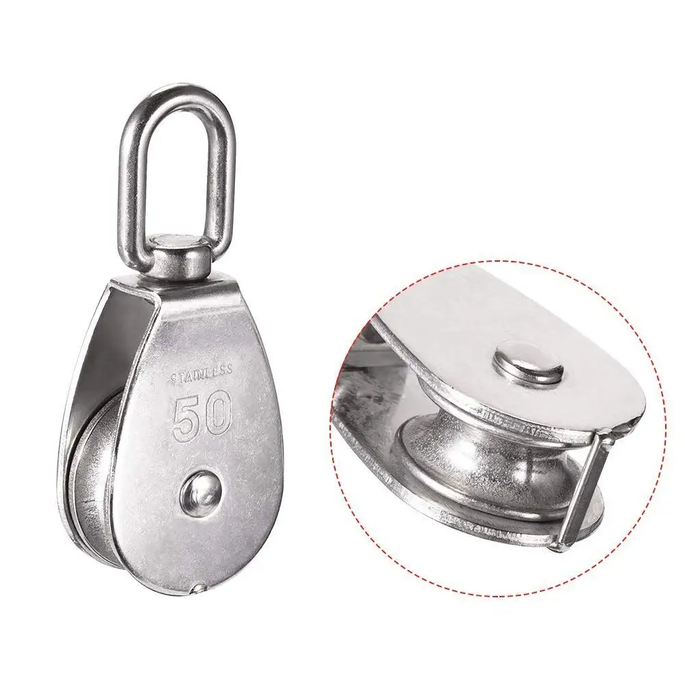 1PC Cable Pulley Wheel Stainless Steel Swivel Pulley Wire Rope Hanging Towing Wheel for Indoor Outdoor Lifting Project