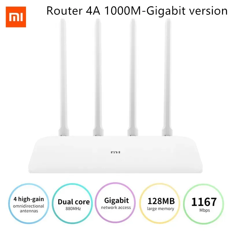 Xiaomi Mi Router 4A Versión Gigabit 2.4GHz 5GHz WiFi 1167Mbps Repetidor WiFi 128MB DDR3 Alta Ganancia 4 Antenas Extensor de Red