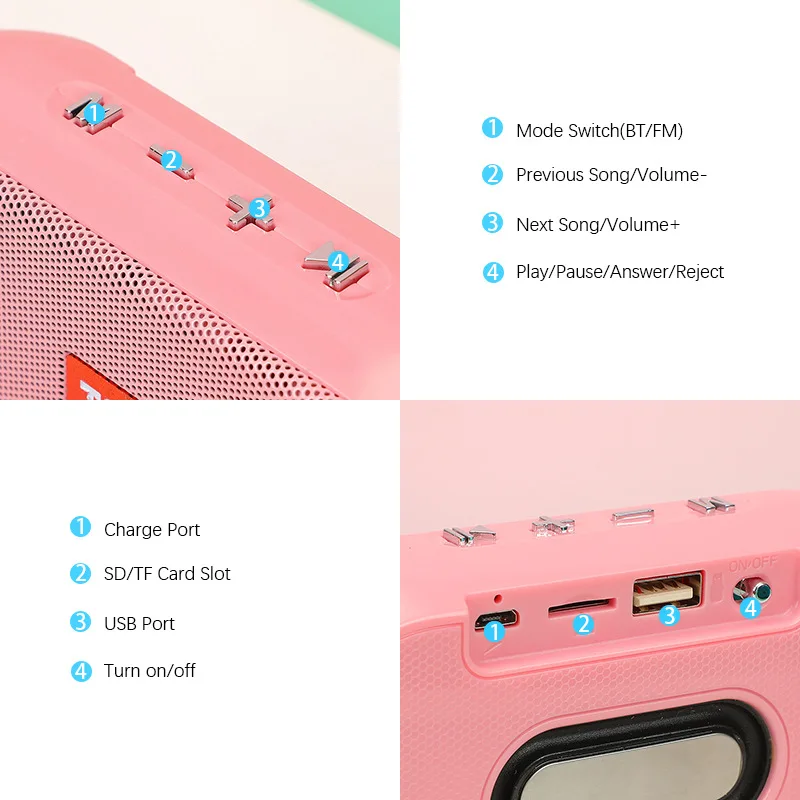 TG179 5W BT5.0 Wireless Speaker Support TF 32G SD Card USB FM Radio Portable Outdoor TWS Sound Box IPX5 Waterproof Music Players