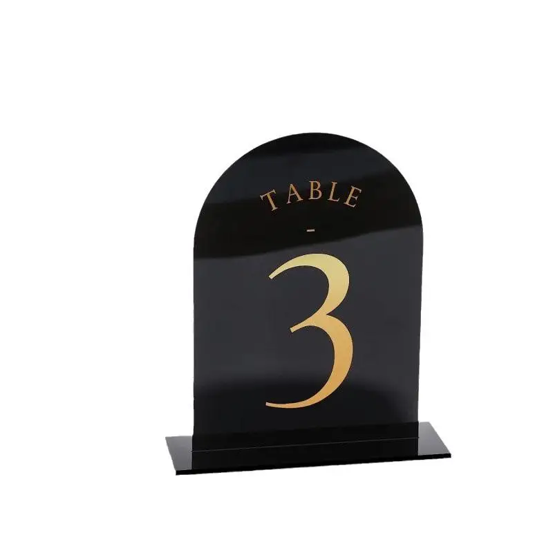 Arched Acrylic Table Numbers Wedding Centerpieces and Table Decorations Place Cards Black and Gold Numbers Cards