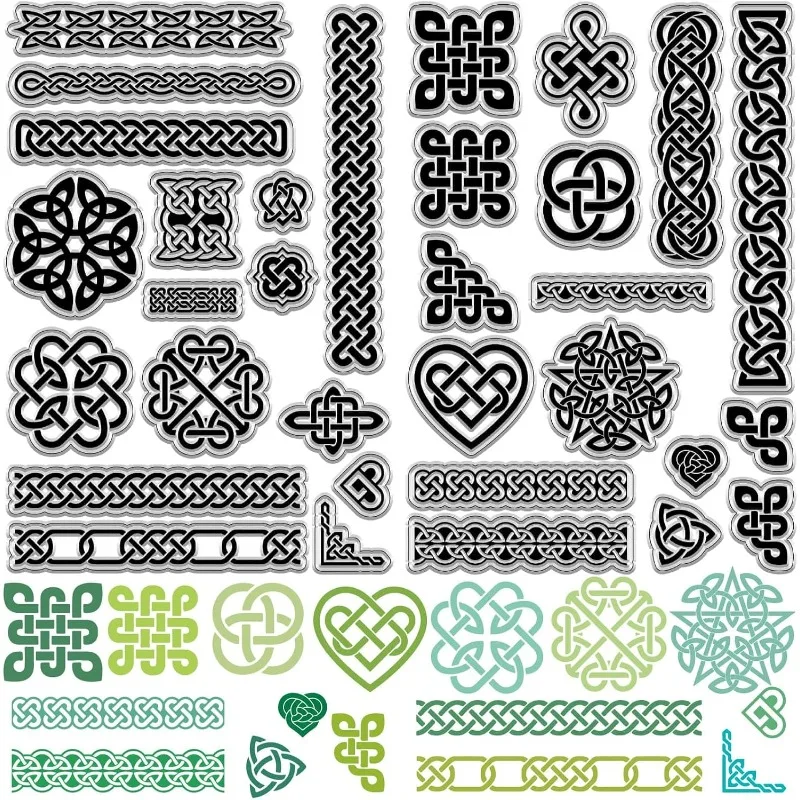 Celtic Knot Clear Rubber Stamps Reusable Trinity Knot Frame Transparent Silicone Stamp Seals 2Pcs