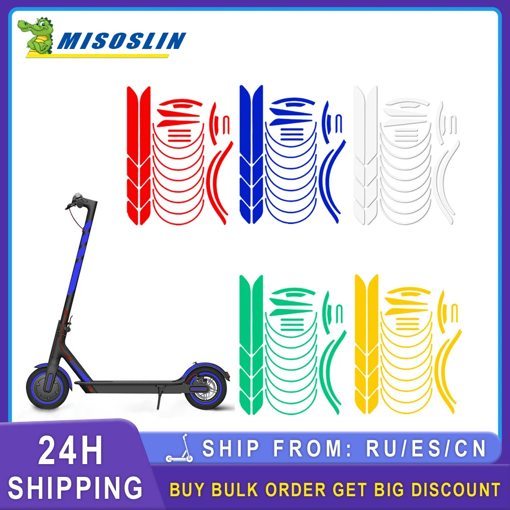 High Sign Scooter Elettrico Car Body Hub Reflective Tire Decalcomanie Applique Per Xiaomi M365 Pro 1S Pro 2 Night Safety Warning Parts
