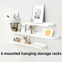 6 pieces wall hanging wall TV wall living room solid wood partition wall Honor wall display stand, white 2