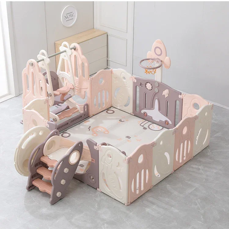 Children Kids Game Fence with Safety Locker Easy Installation Foldable Baby Playpens for Toddlers