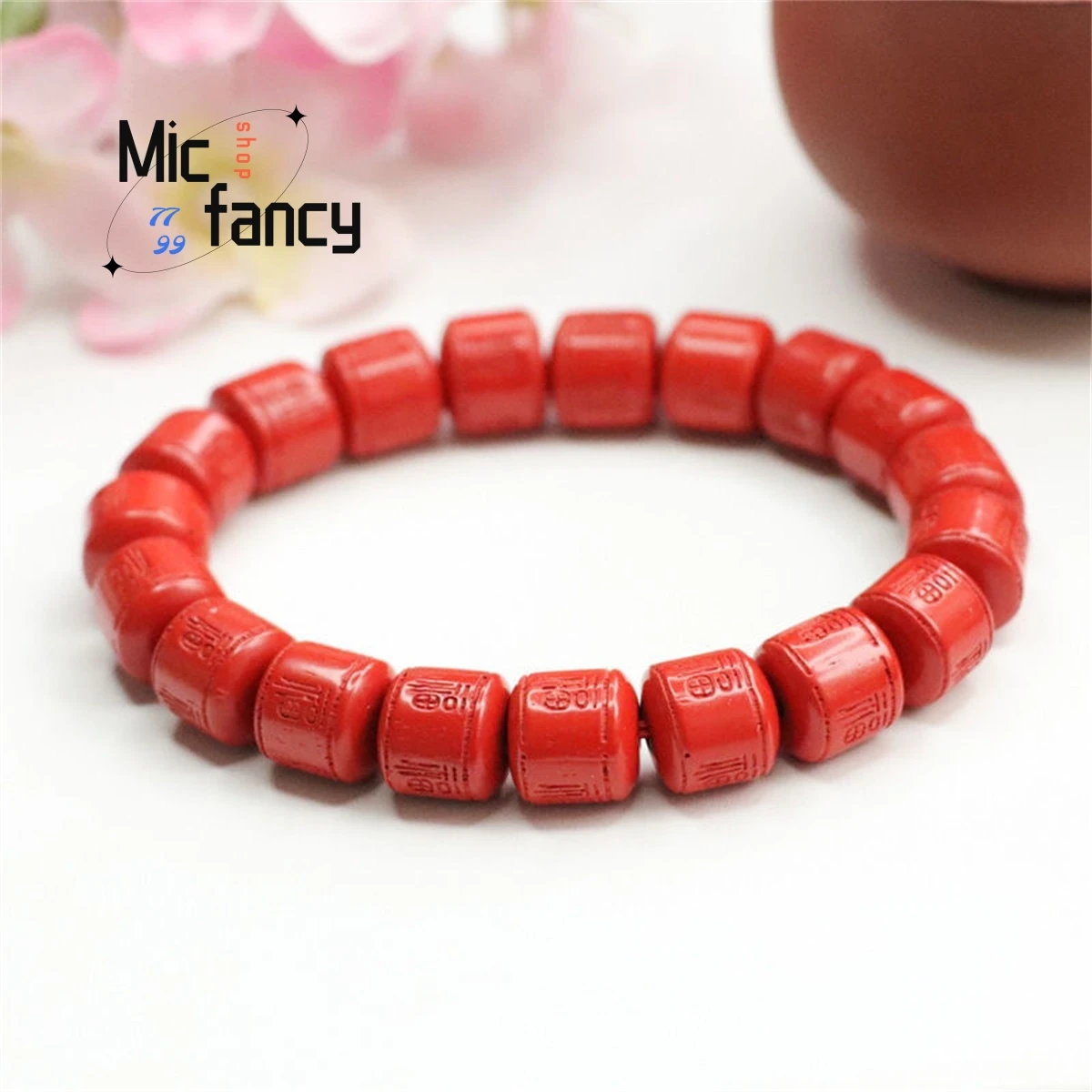 

Natural Cinnabar Fuzi Bucket Bead Bracelet Simple Generous Fashion Versatile Men Women Retro Amulet Mascot Souvenir Holiday Gift