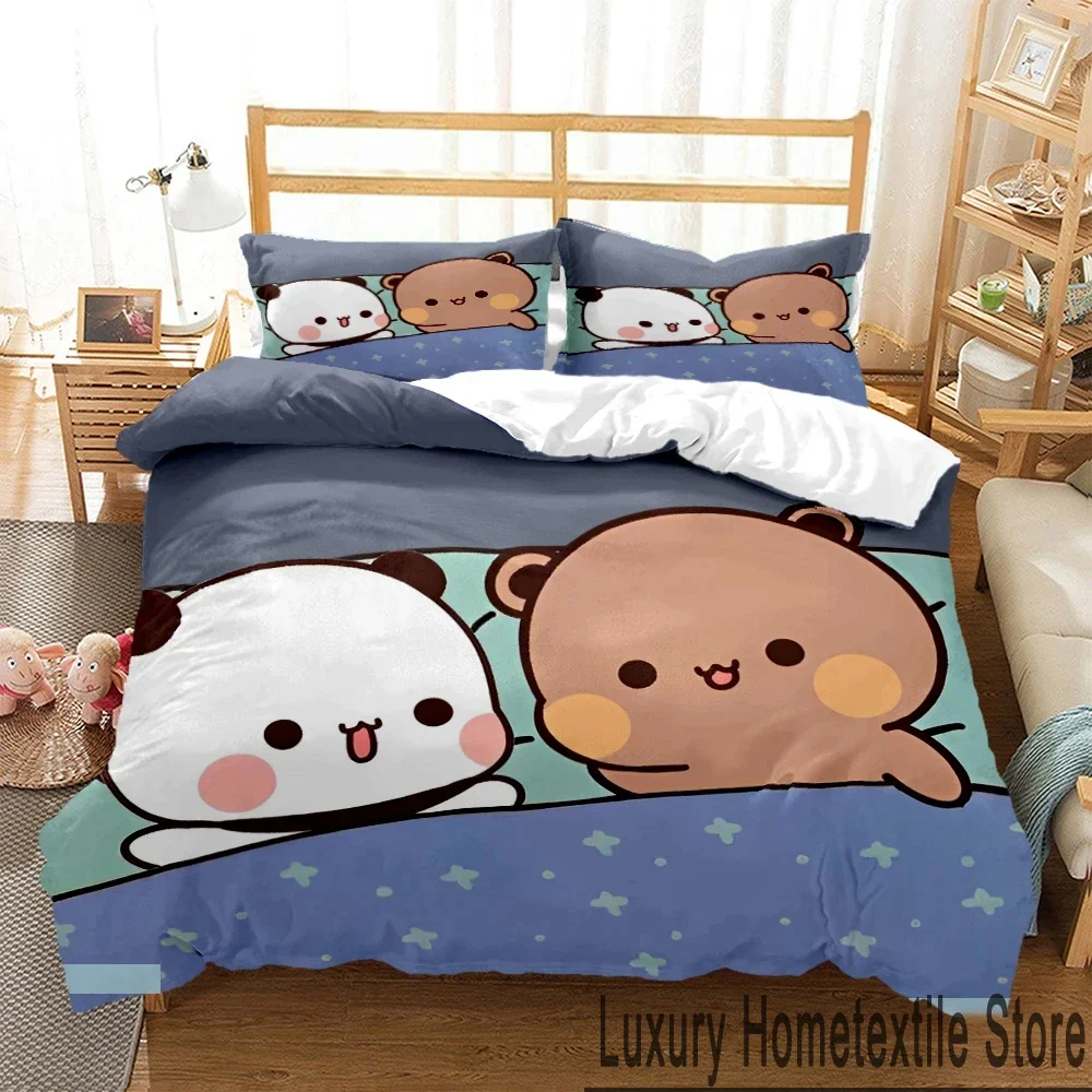3D Print Bubu Dudu Cartoon Bear Panda Bedding Set Boys Girls Twin Queen King Size Duvet Cover Pillowcase Bed boys Adult 4