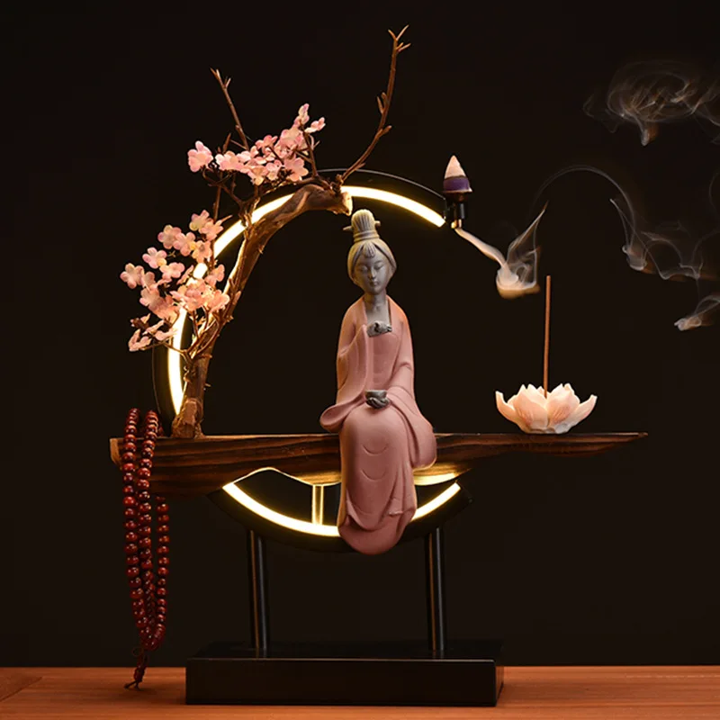 

Countercurrent Incense Table Decoration USB Power Universal Creative Peach Blossom Desktop Zen Gift Home Decor
