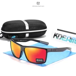 Enhanced Scratch-Resistant Polarized Sunglasses with 100% UV Protection and Spring Hinges (C2 Mirrored red)
