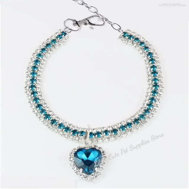 Kitten Diamante Collar Necklace for Cat Rhinestone Cute Bling Puppy Doggy Crystal Pendant Diamond Collar Pet Accessories 5