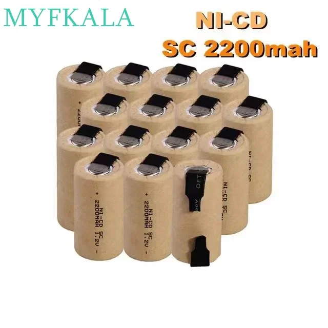 

2023 Lowest price of 2-20 SC batteries, 1.2V rechargeable 2200mAh nickel coin battery, power tool Akkumulator+free shipping