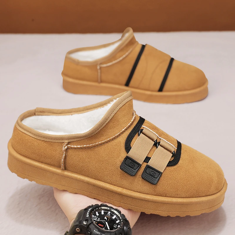 Men's Winter Semi-flip-flops Thickened Velvet Outdoor  Cotton Shoes 5