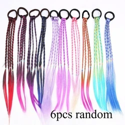 Bohemian Multi - Color Sweet Braided Hair Bands - Colorful Accessory Set (6pcs random)