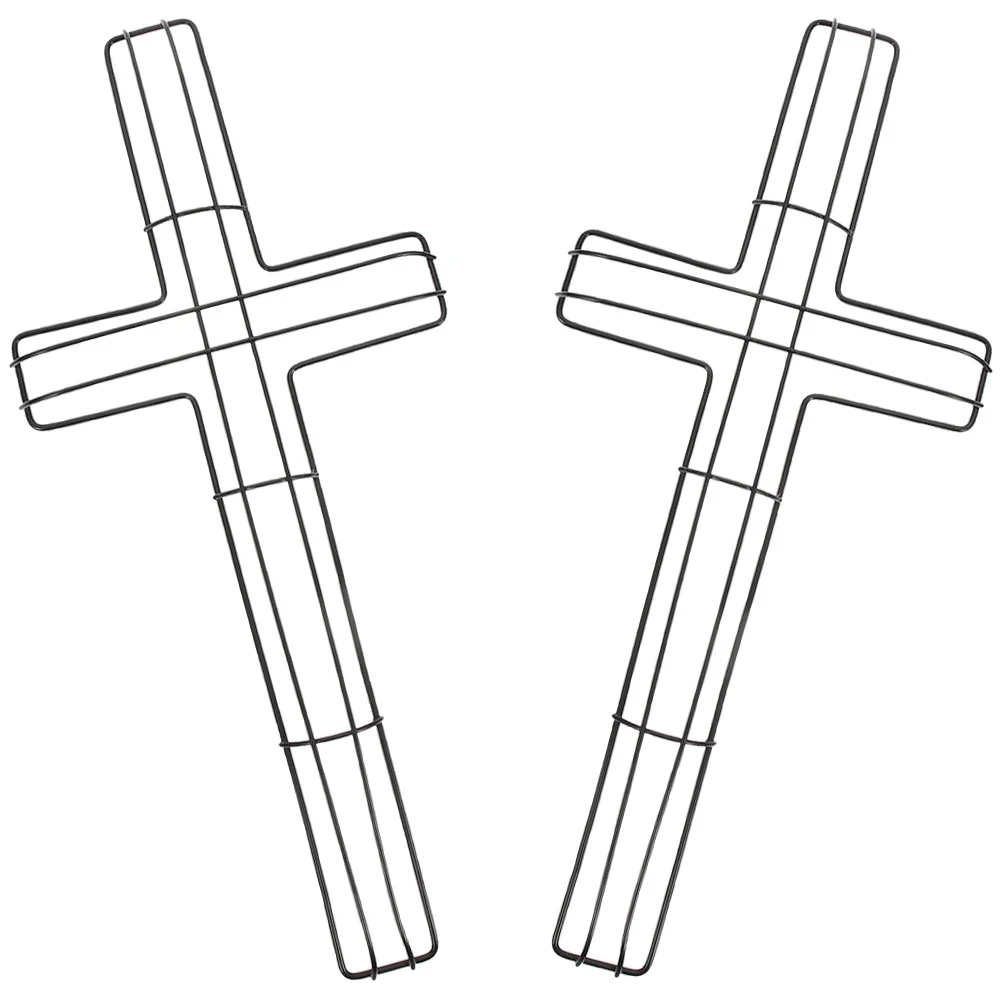 

2/3pcs Cross Shaped Metal Wire Wreath Frame Ring Hoop Garland Making Supplies Easter Party Religious Church