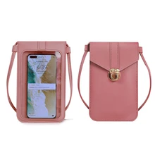 

Girl's Crossbody Bag Pu Leather Touch Screen Mobile Wallet Female Retro Student Buckle Shoulder Bag Purses and Handbags Torebka