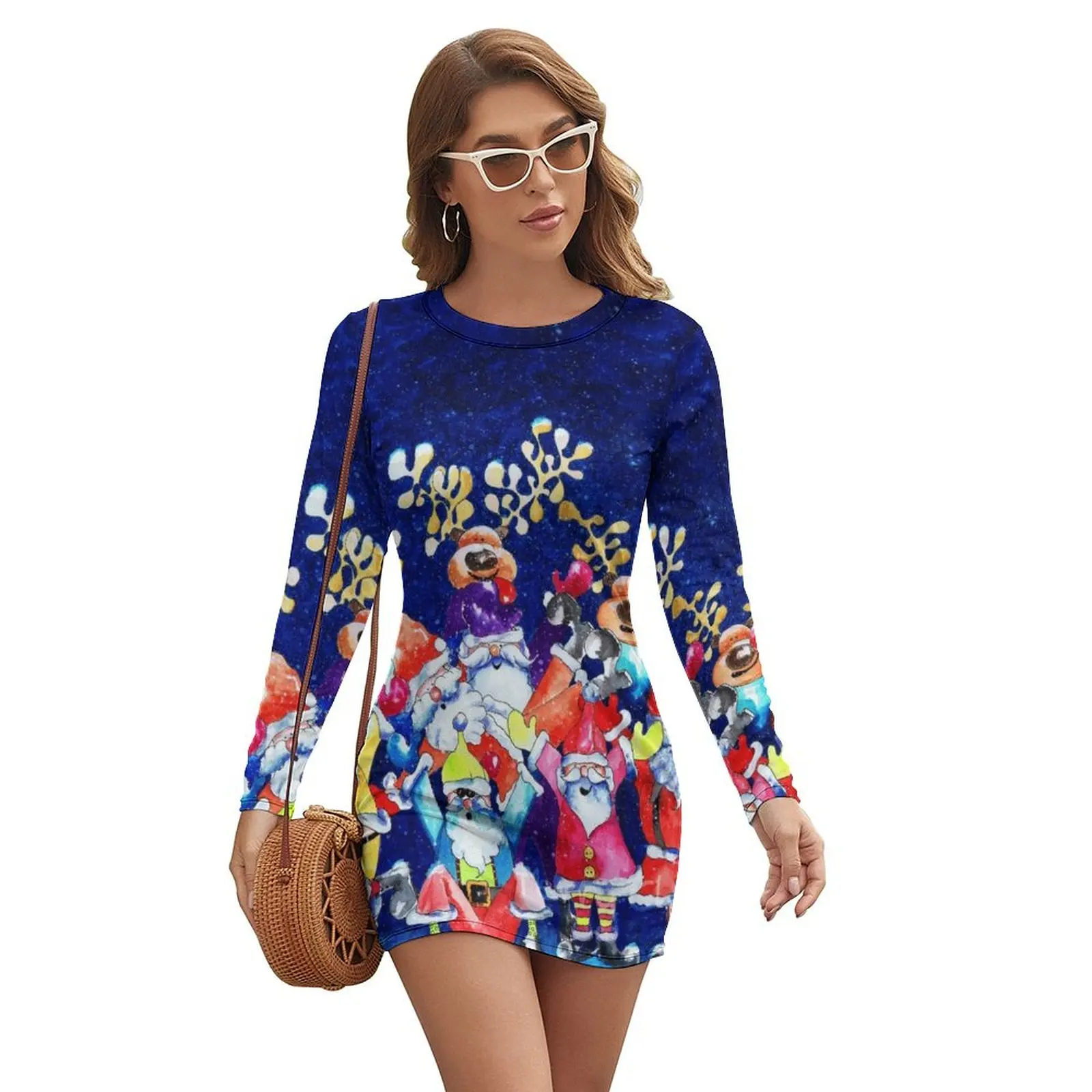 

Funny Christmas Long-sleeved Dress Clothing ceremony dresses
