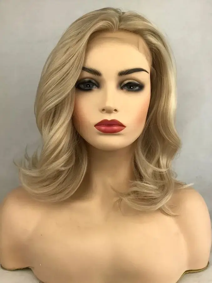 Long Wavy Lace Front Synthetic Wigs Blonde Lace Frontal Wig for Women High Density Cosplay Wig Heat Resistant