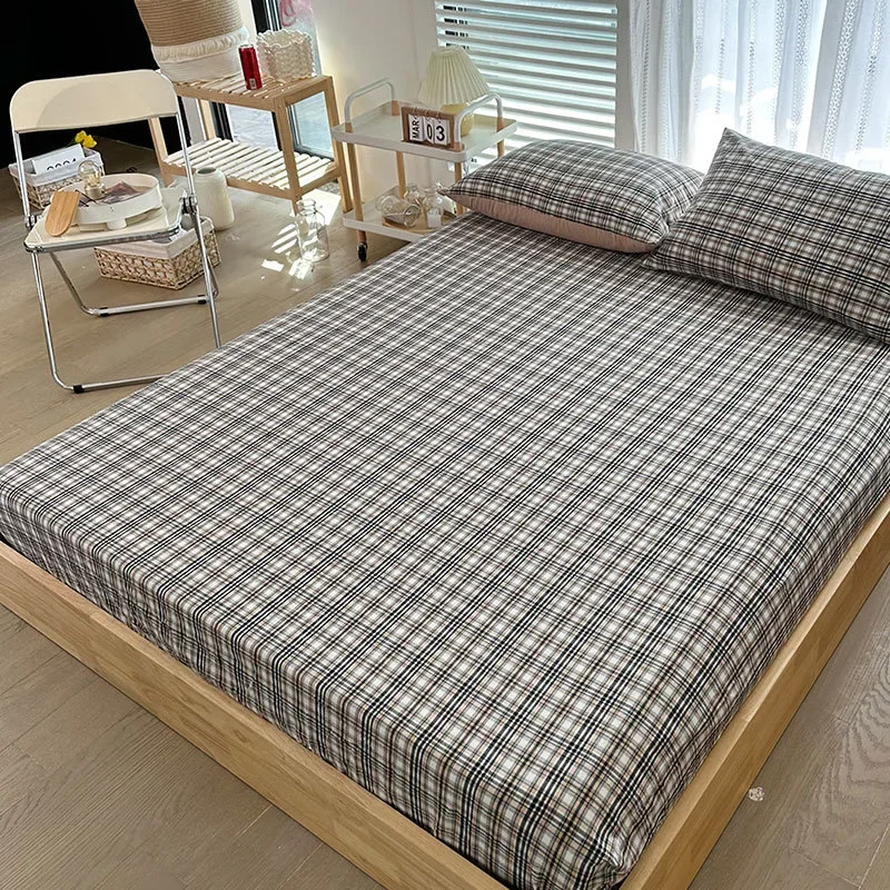 

Pure cotton bedsheet single piece protective cover dust cover with raised student cotton plaid 514