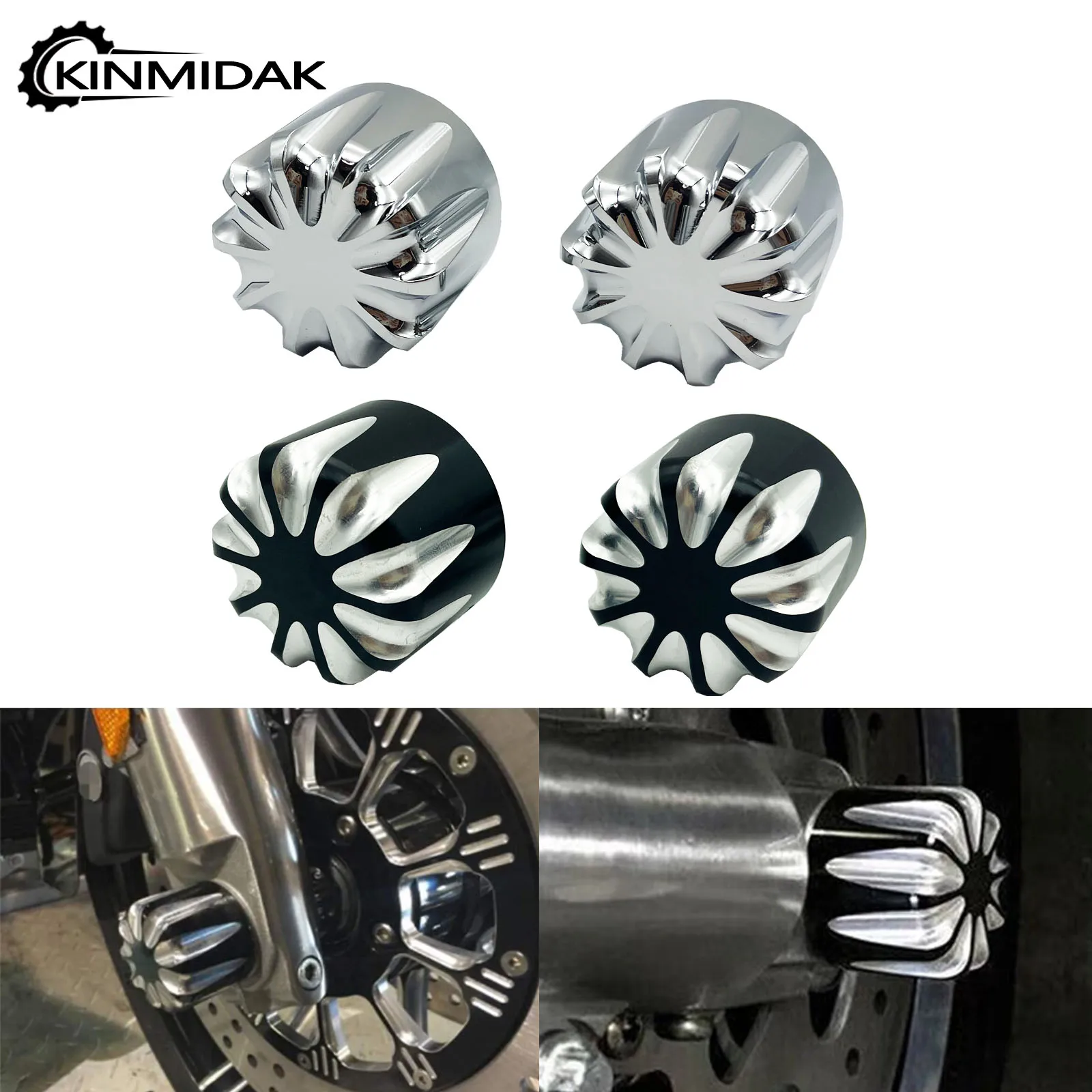 2 Pz Anteriore Cnc Axle Nut Cover Bolt Cap Per Harley Touring Electra Road Glide Fat Bob Night Train Softail Sportster Dyna V Rod