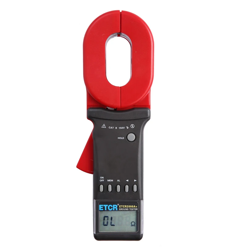 ETCR2000A+ 0.01-200ohm 99 세트 저장 데이터 클램프 온 디지털 접지 저항 테스터(경보 기능 포함)