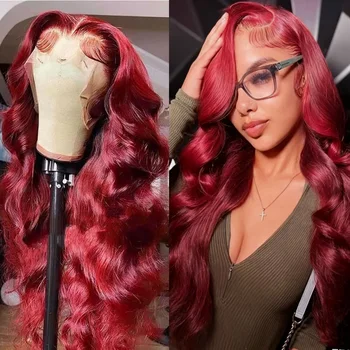 220% Burgundy 13x6 Hd Lace Frontal 99J Human Hair Wig 30 40 Inch Brazilian 13x4 Colored Red Body Wave Lace Front Human Hair Wigs 1