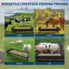 22 Gallon Heavy Duty Galvanized Steel Livestock Feeder Hay Trough Rustproof V-Shaped Bottom For Horse Goat Sheep Cattle Alpaca