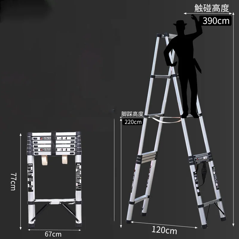 다기능 리프팅 알루미늄 계단 접이식 휴대용 홈 가구 실내 사다리를위한 현대 알루미늄 합금 단계 사다리
