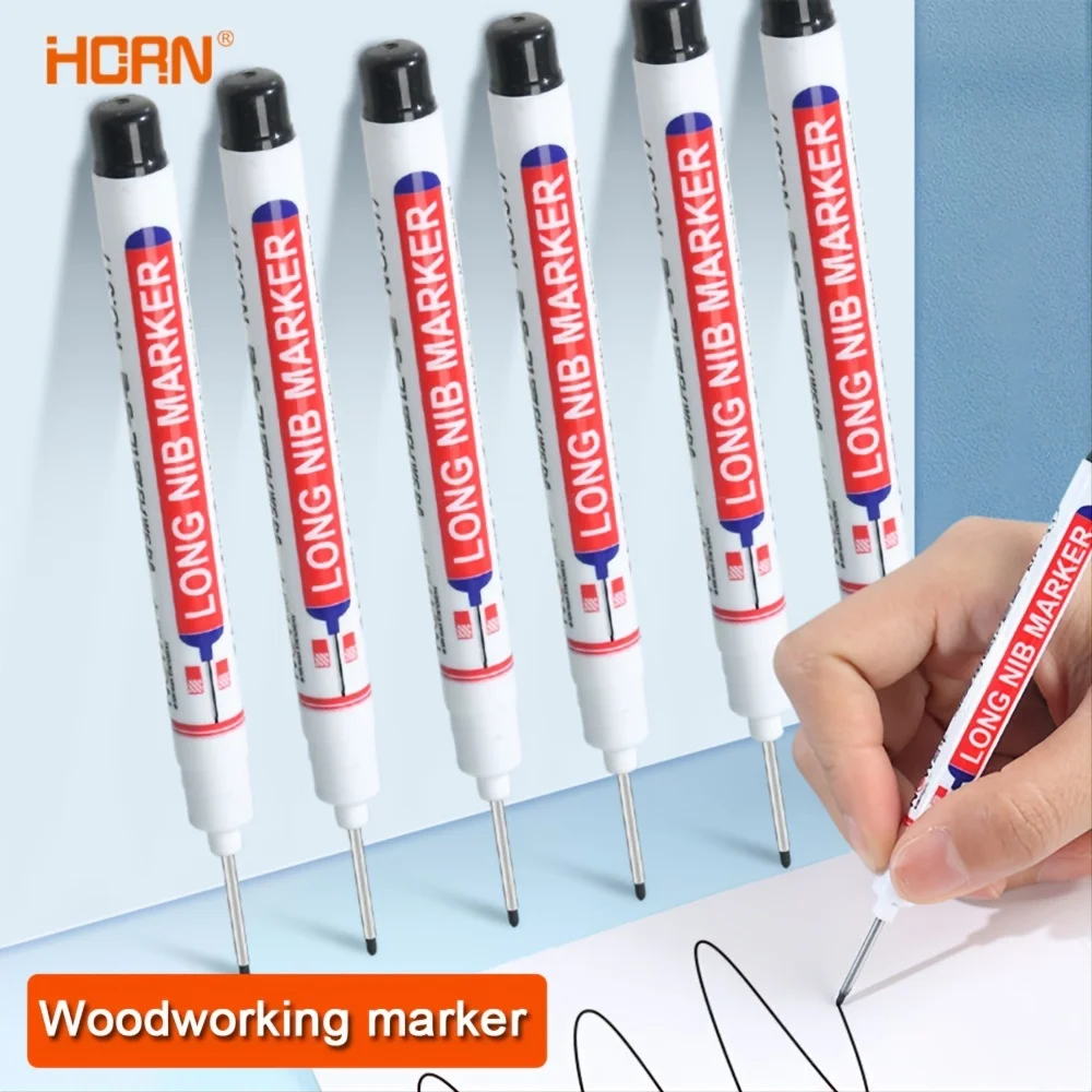 Marker Pen 10Pcs/Set Multi-Purpose 20mm Deep Hole Long Nib Head Marker for Metal Perforating Pen Waterproof Bathroom Woodworking Decor Tool