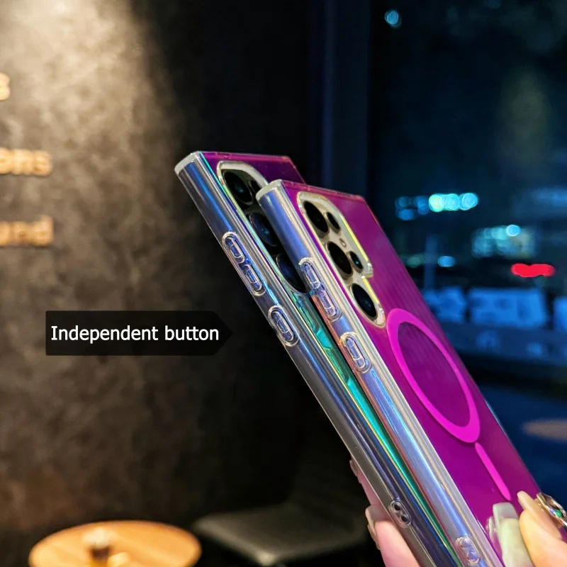 Vibrant Gradient Wireless Charging Magnetic Case – Transparent Protective Cover