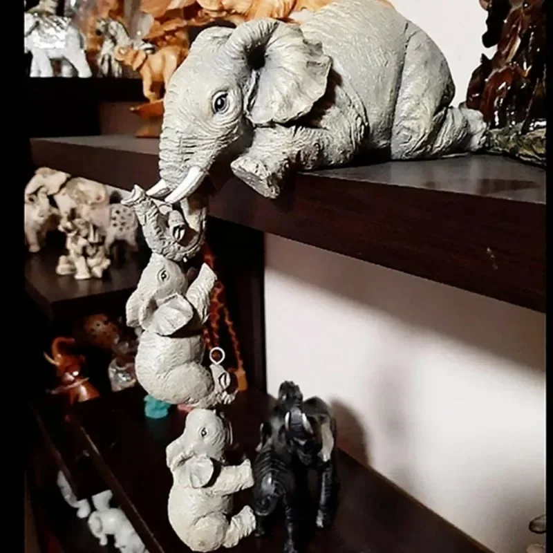 Cute Elephant Hug Baby Doll Resin Handicraft Decoration Home Decor Gift Decorative Figurines Miniatures Accessories 3 Pcs/set
