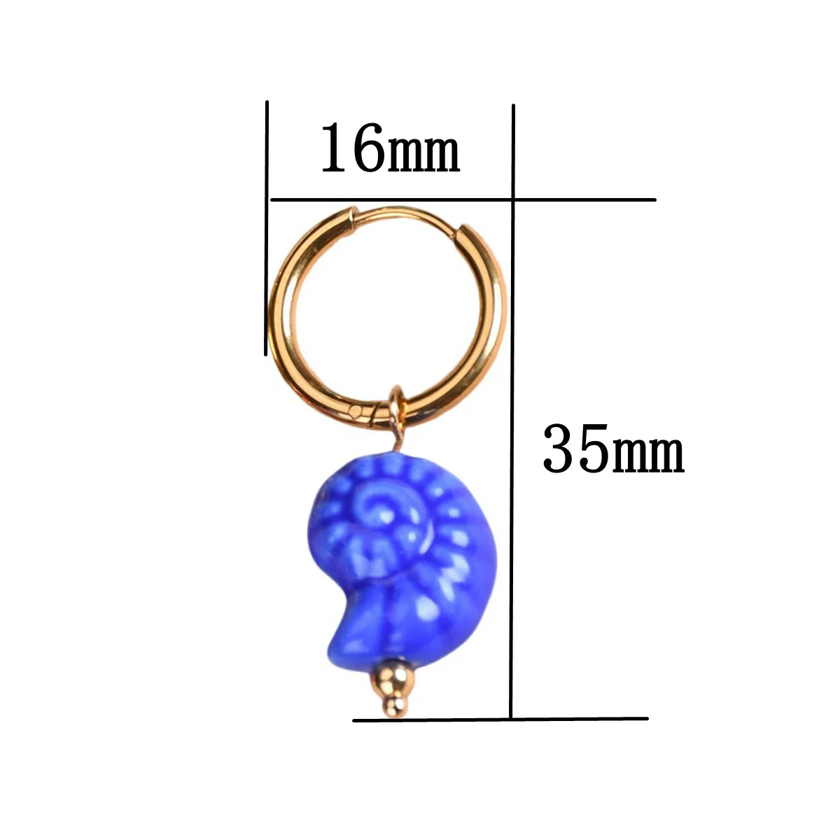 Cute Candy Color Sea Snail Charms Dangle Hoop Earrings for Women Stainless Steel Huggie Marine Organism Summer Beach Ear Jewelry 6
