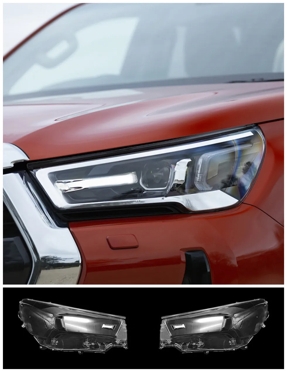 

Headlamp Transparent Lamp Housing Mask for Toyota Hilux 2019-2020 Hilux Plexiglass Lamp Housing Mask